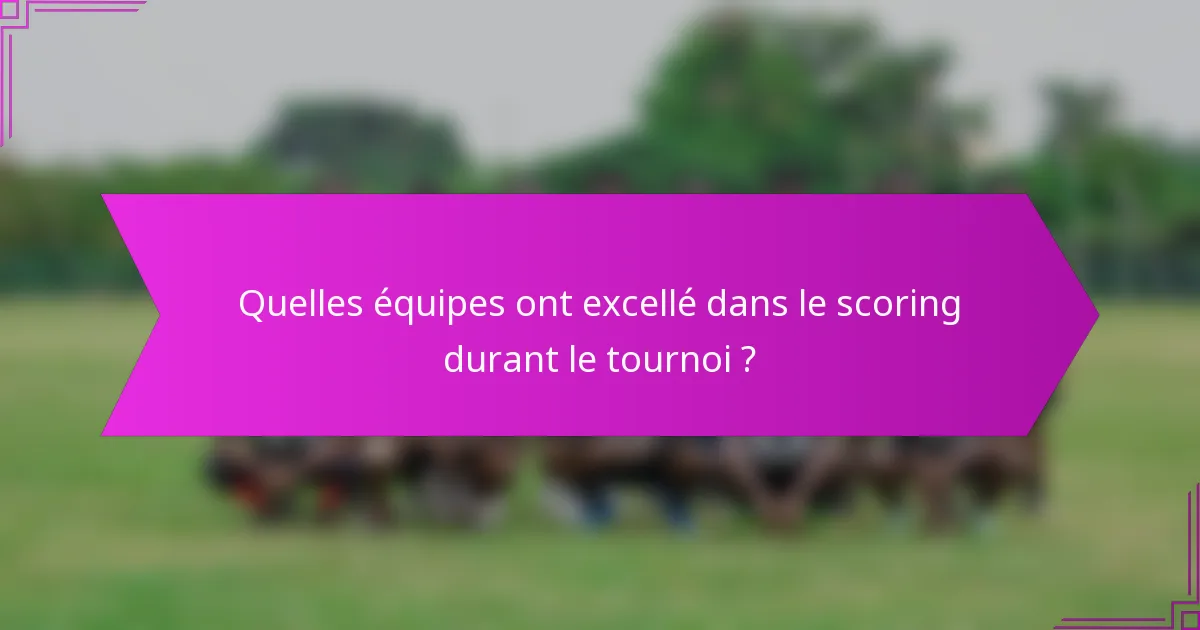 Quelles équipes ont excellé dans le scoring durant le tournoi ?